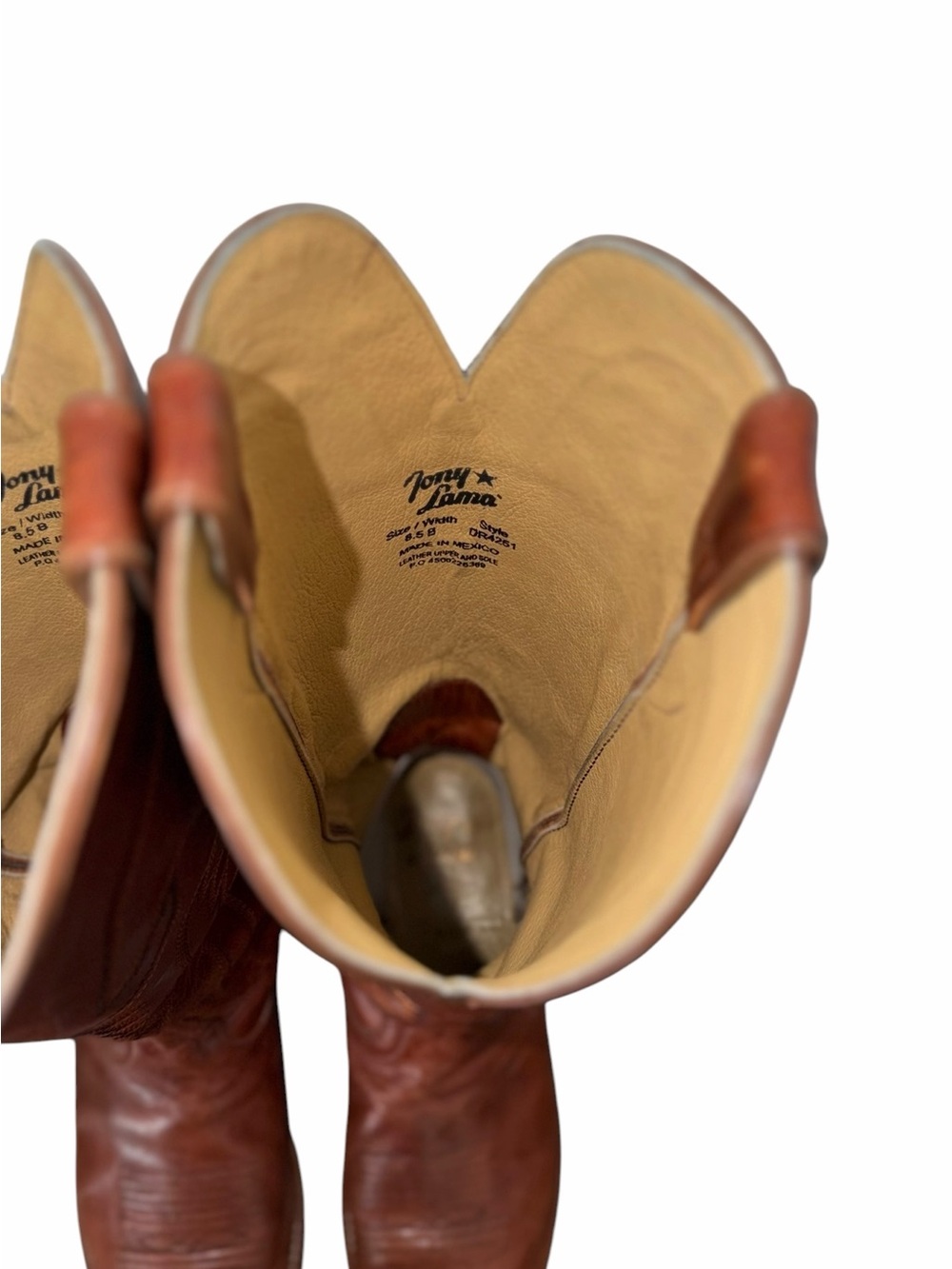 Tony Lama Derby Liz Tall Leather Cognac Western Snip Toe Cowboy Boots 8.5 - Picture 11 of 13
